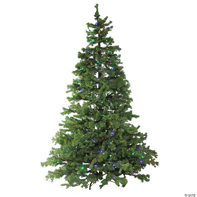 Northlight 7.5' Pre-Lit Full Layered Pine Artificial Christmas Tree - Multicolor LED Lights Image