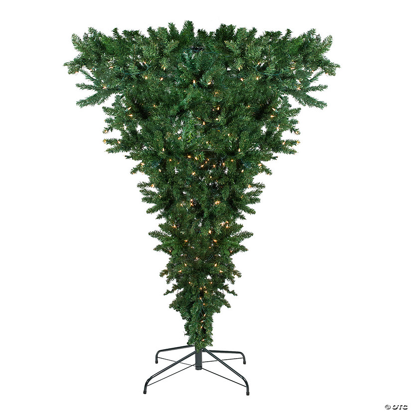 Northlight 7.5' Pre-Lit Green Spruce Artificial Upside Down Christmas Tree - Clear Lights Image