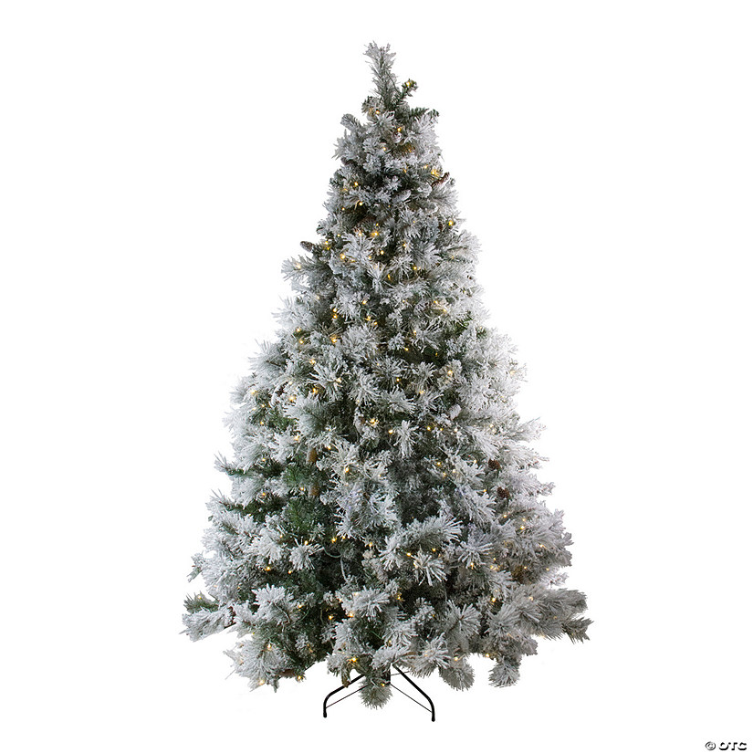 Northlight 7.5' Pre-Lit LED Lights Flocked Victoria Pine Artificial Christmas Tree - Multicolor Light Options Image