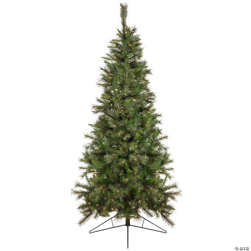 Northlight 7.5' Pre-Lit Slim Canyon Pine Half Wall Artificial Christmas Tree - Clear Lights Image