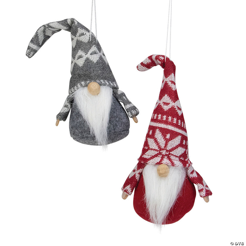 Northlight 7" Gnomes with Nordic Hat Christmas Ornaments, Set of 2 Image