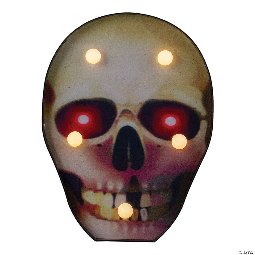 Northlight 7" Lighted Black and Red Skull Halloween Decoration Image