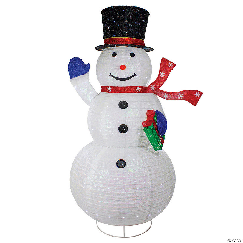 Northlight 71" LED Lighted White Iridescent Twinkling Snowman Outdoor Christmas Decoration Image