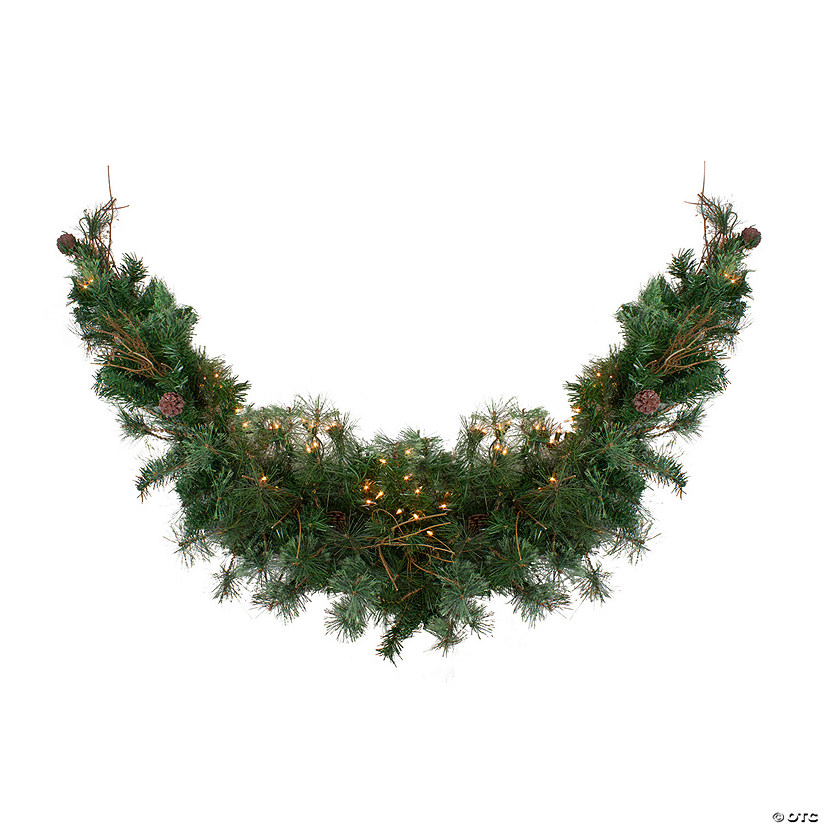 Northlight 72" Pre-Lit Country Mixed Pine Artificial Christmas Swag - Clear Lights Image