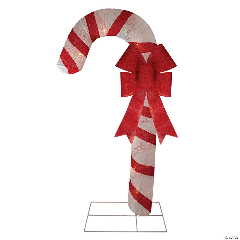 Northlight - 72" Pre-Lit Red and White Glitter Candy Cane Christmas Outdoor Decoration Image