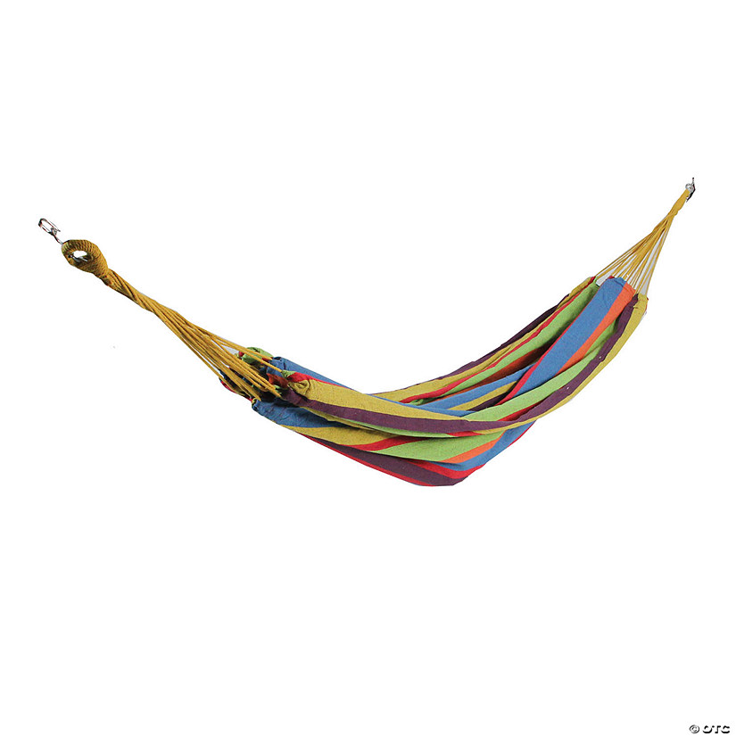 Northlight 72" Yellow and Blue Striped Woven Double Brazilian Hammock Image
