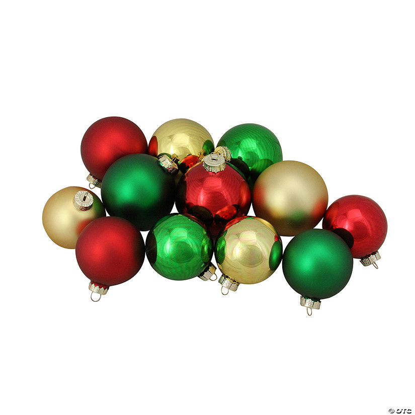 Northlight 72ct Red and Gold 2-Finish Glass Christmas Ball Ornaments 4" (100mm) Image