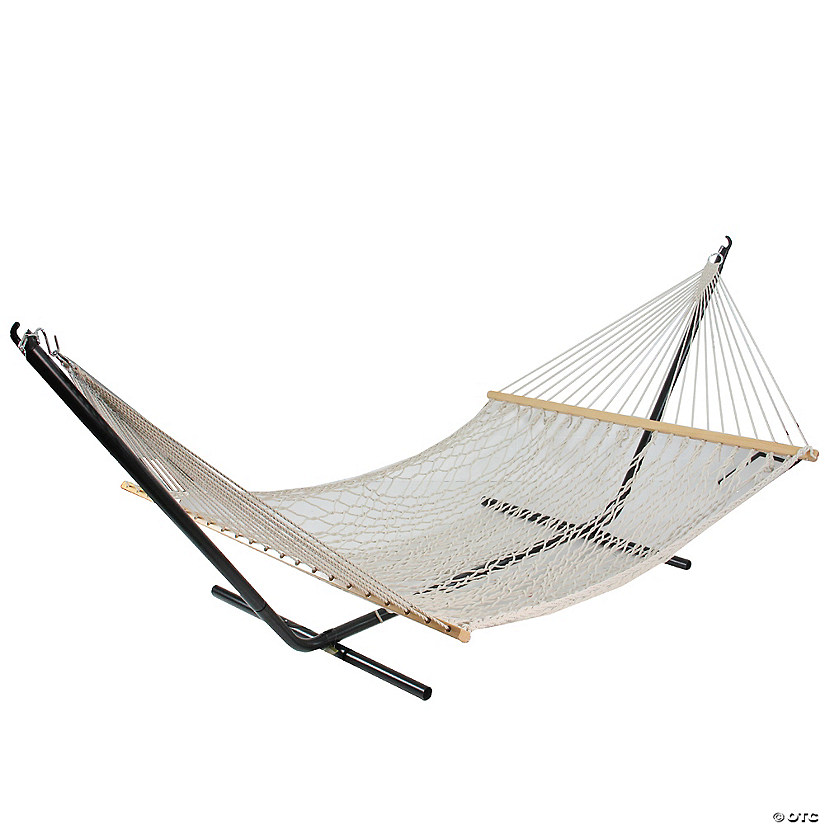 Northlight 78" White Lattice Macrame Netted Hammock with Bars Image