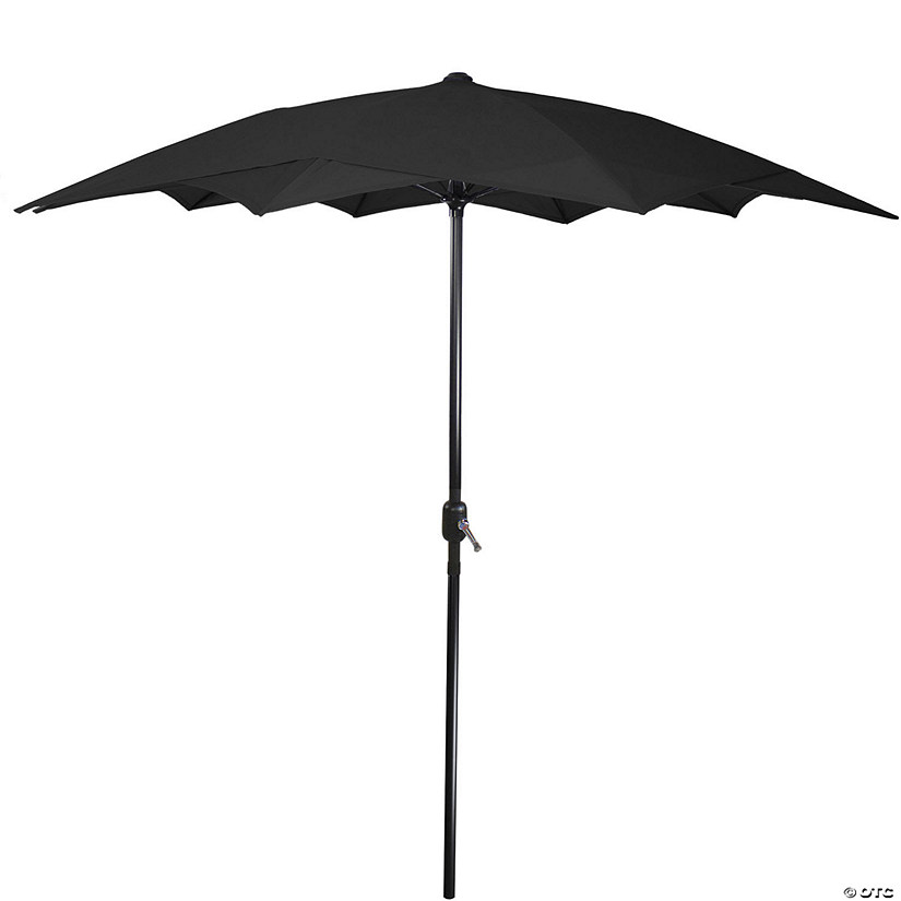 Northlight 8.5ft Outdoor Patio Lotus Umbrella with Hand Crank Black Image