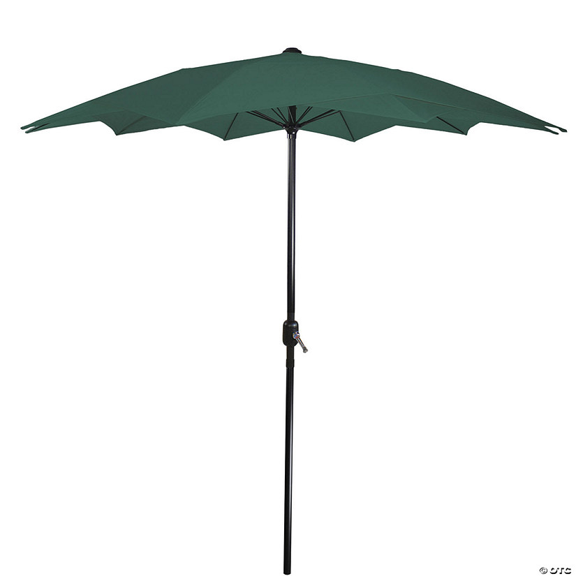 Northlight 8.5ft Outdoor Patio Lotus Umbrella with Hand Crank Green Image