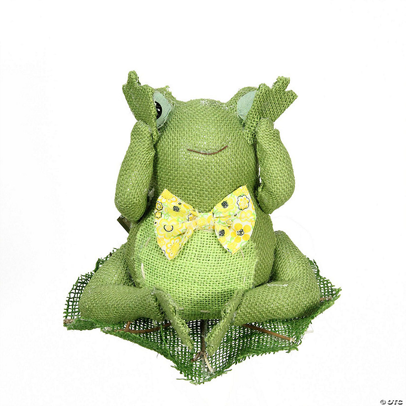 Northlight 8" green  yellow and white decorative sitting frog spring table top decoration Image