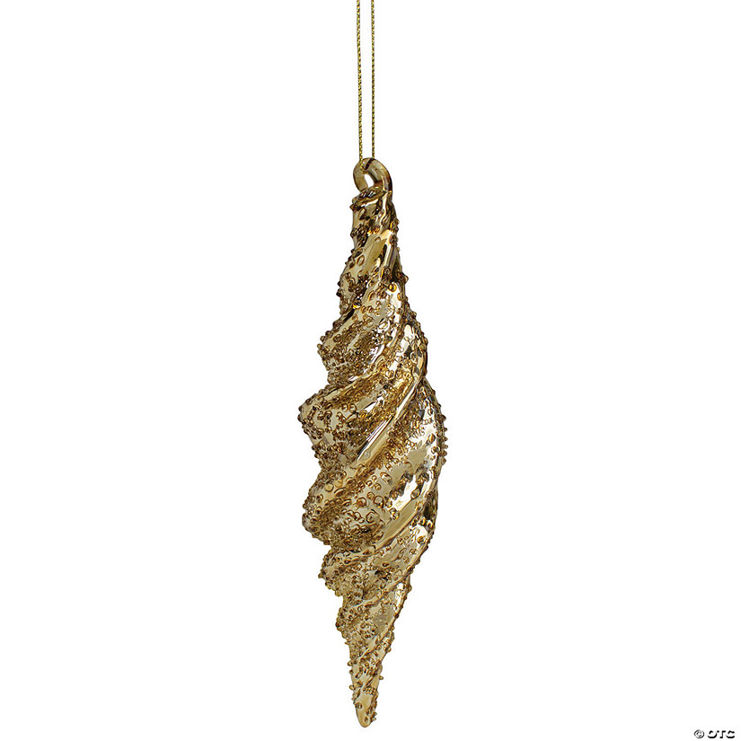 Northlight 8" Shiny Gold Textured Finial Christmas Ornament Image