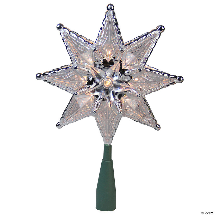 Northlight 8" Silver and Clear Mosaic Star Lighted Christmas Tree Topper - Clear Lights Image