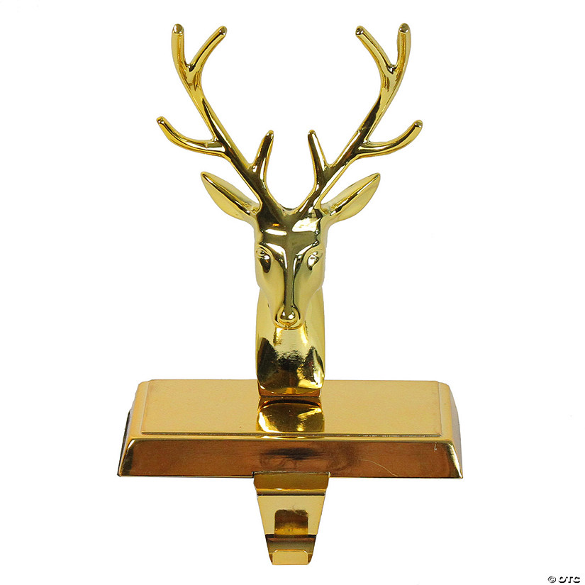 Northlight 8"shiny Gold Metal Deer Christmas Stocking Holder" Image