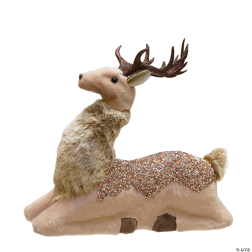 Northlight 9.5" Beige and Brown Sitting Deer Christmas Tabletop Decor Image