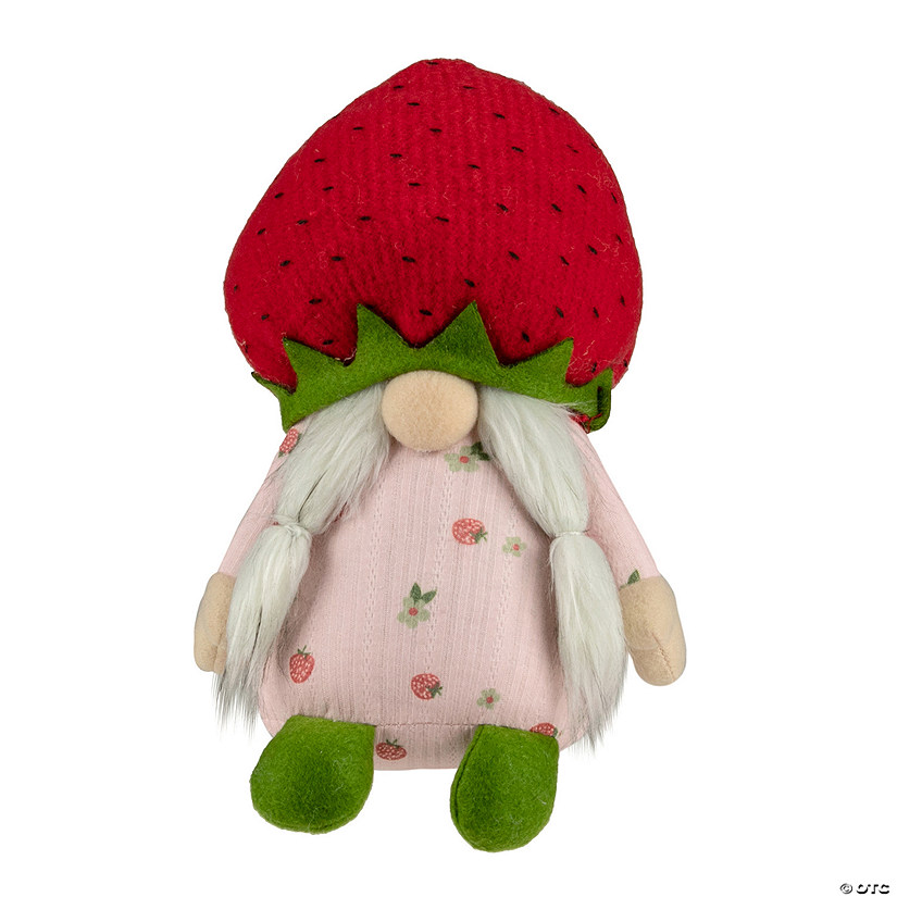 Northlight 9.5" green and red girl springtime strawberry gnome Image