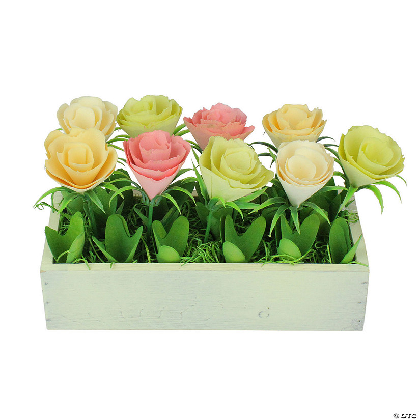 Northlight 9.5" yellow and white potted springtime artificial flowers Image