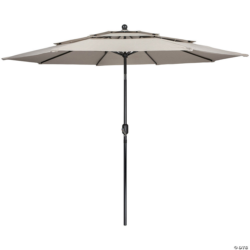 Northlight 9.75ft Outdoor Patio Market Umbrella with Hand Crank and Tilt Beige Image
