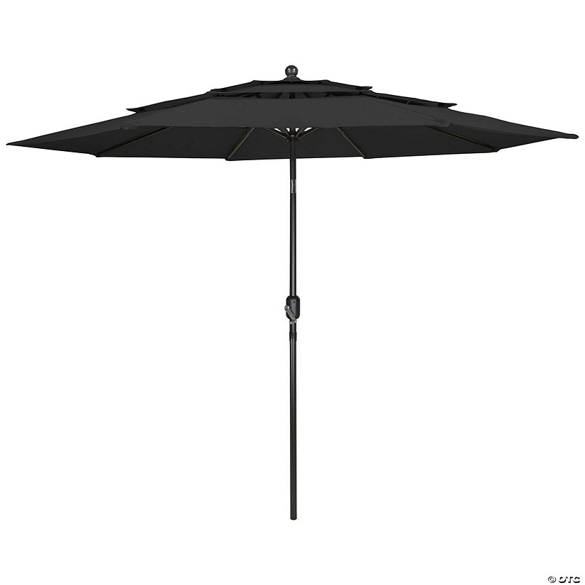 Northlight 9.75ft Outdoor Patio Market Umbrella with Hand Crank and Tilt Black Image