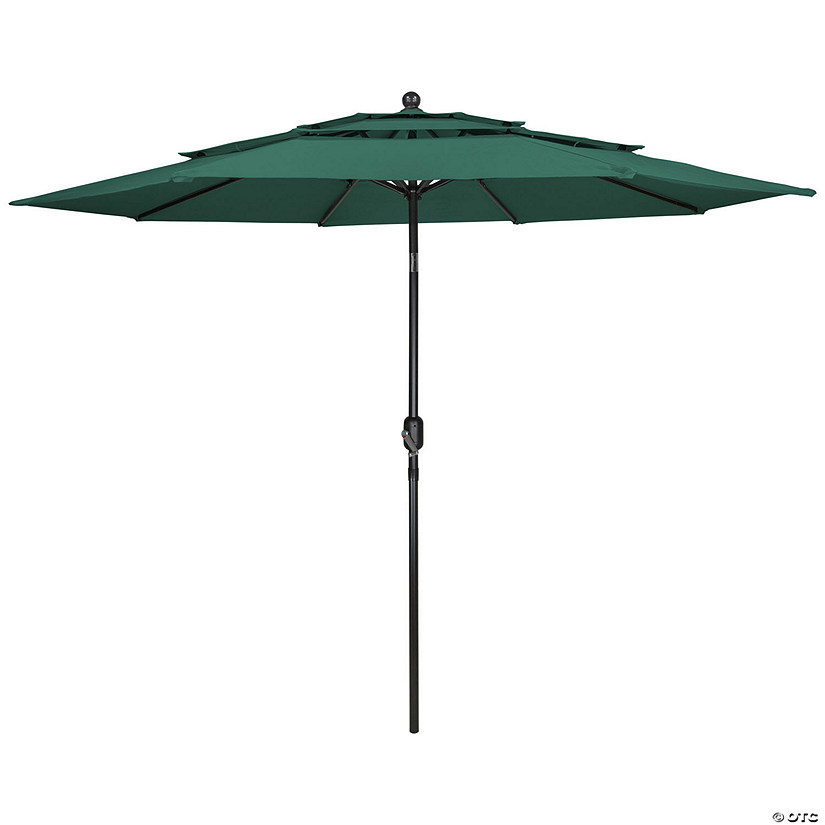 Northlight 9.75ft Outdoor Patio Market Umbrella with Hand Crank and Tilt Green Image