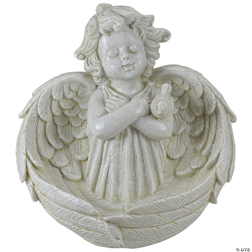 Northlight 9" Cherub Angel Wings Bird Feeder Outdoor Garden Statue Image