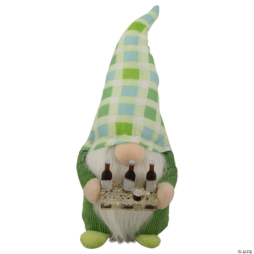 Northlight 9" green and blue plaid springtime gnome Image