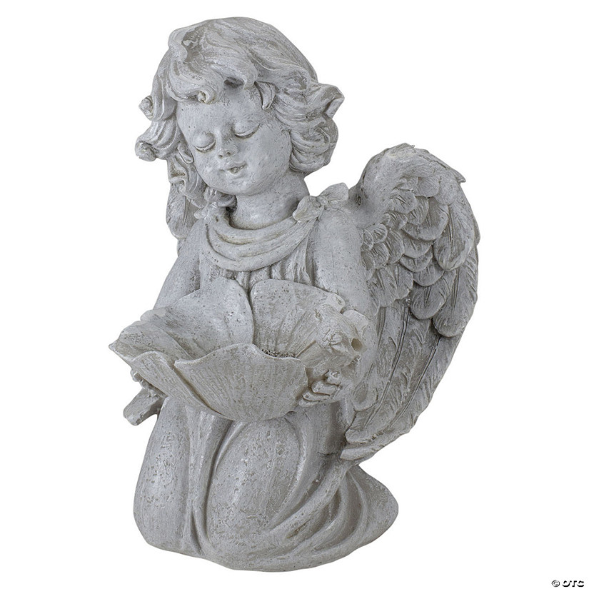 Northlight 9" Kneeling Angel with Flower Bird Feeder Outdoor Garden Statue Image