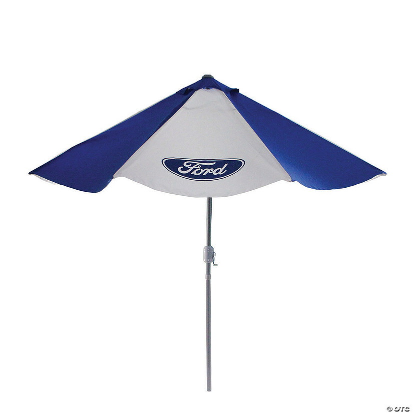 Northlight 9' Outdoor Patio Ford Umbrella with Hand Crank and Tilt  Blue and White Image