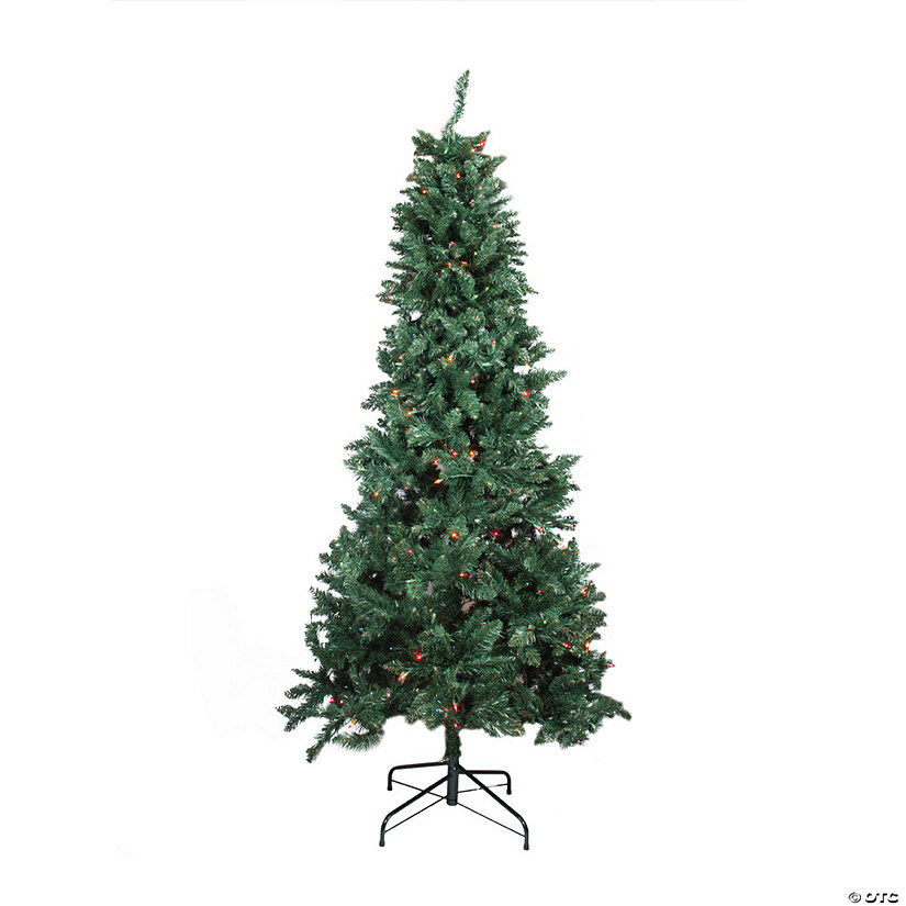 Northlight 9' Pre-Lit Green Slim Pine Artificial Christmas Tree - Multicolor Lights Image