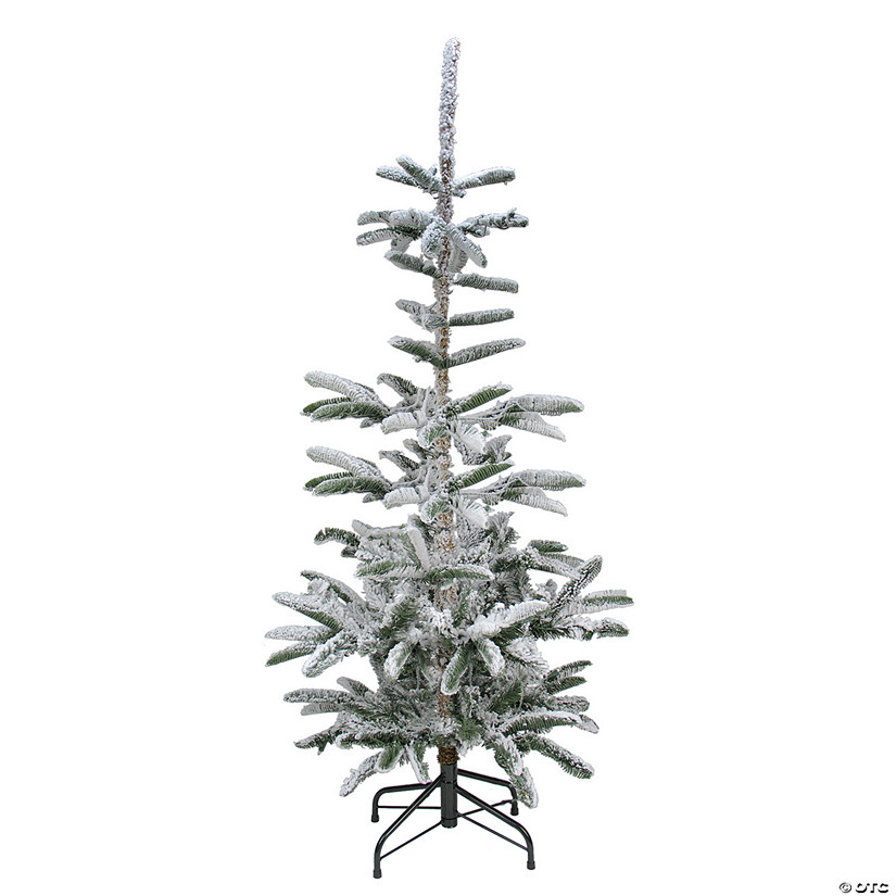 Northlight 9' Slim Flocked Nordmann Fir Artificial Christmas Tree - Unlit Image