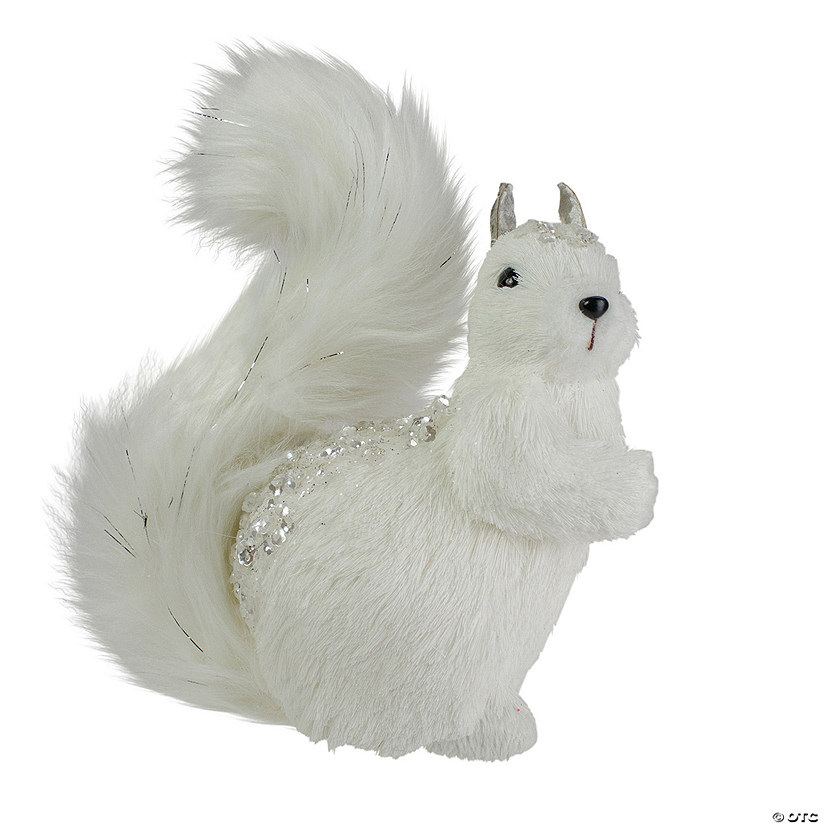 Northlight 9" White Squirrel with Silver Gems Christmas Tabletop Decoration Image