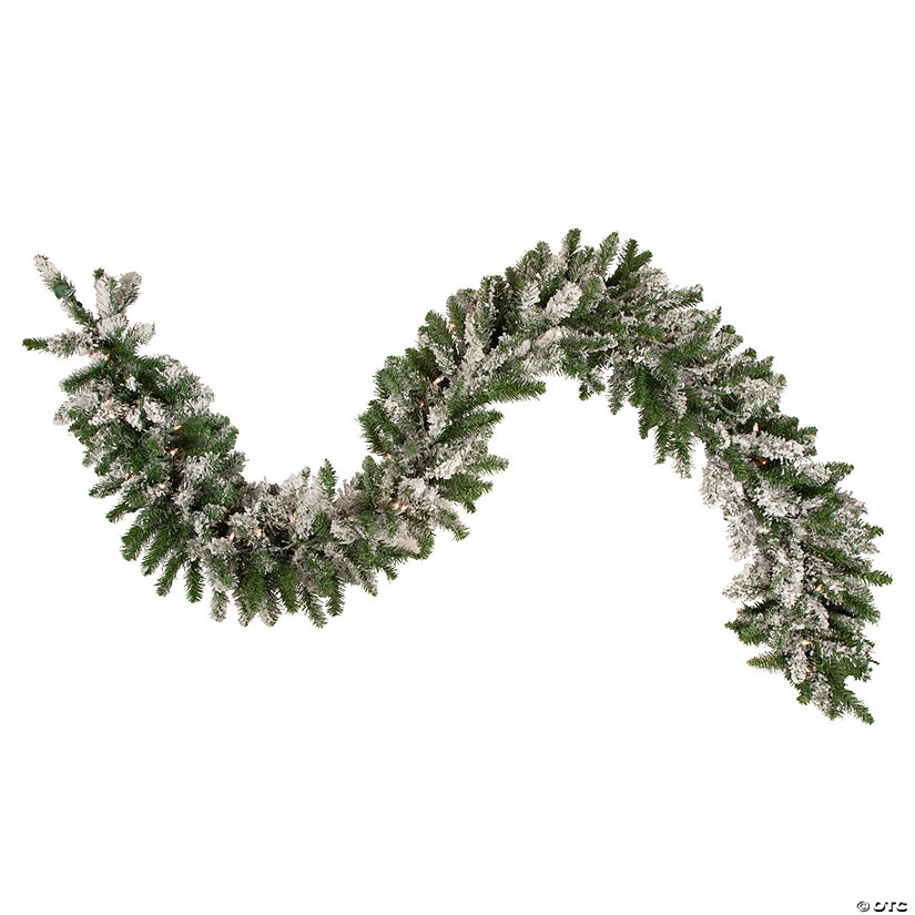 Northlight 9' x 10" Pre-lit Snow Mountain Pine Artificial Christmas Garland - Clear Lights Image
