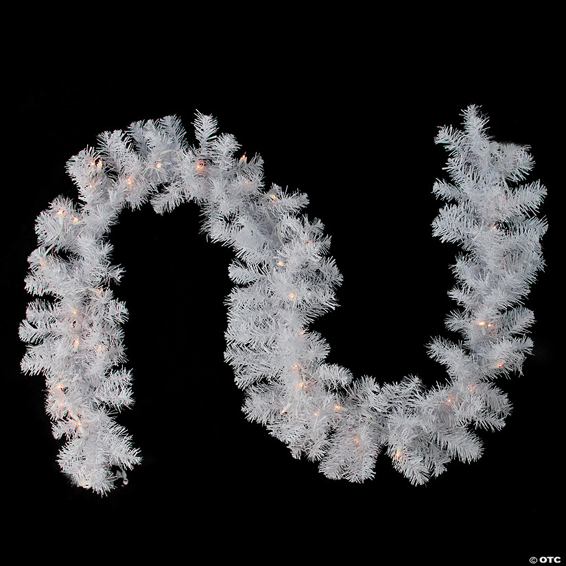 Northlight 9' x 12" Pre-Lit White Crystal Spruce Artificial Christmas Garland - Clear Dura Lights Image