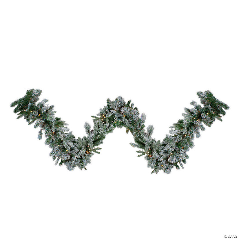 Northlight 9' x 14" Pre-Lit Flocked Mixed Rosemary Emerald Pine Artificial Christmas Garland - Clear LED Lights Image