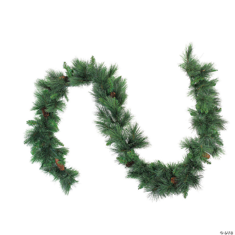 Northlight 9' x 14" White Valley Pine with Pine Cones Artificial Christmas Garland - Unlit Image
