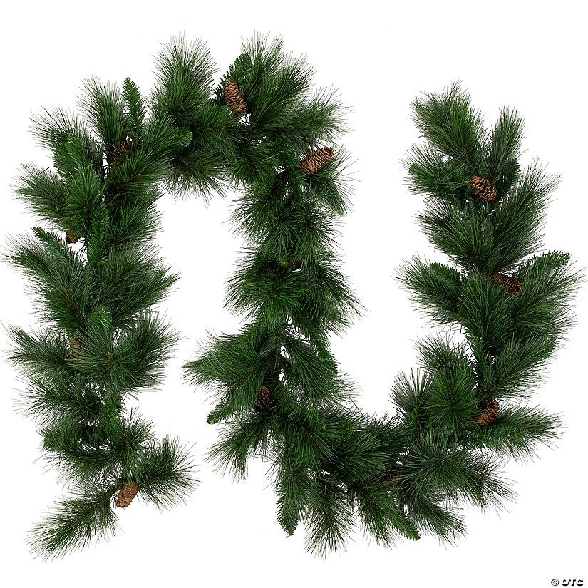 Northlight 9' x 14" White Valley Pine with Pine Cones Artificial Christmas Garland - Unlit Image