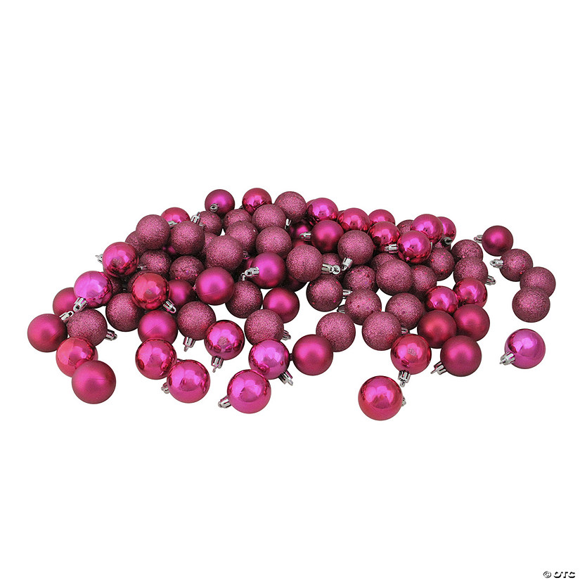 Northlight 96ct Magenta Pink Shatterproof 4-Finish Christmas Ball Ornaments 1.5" (40mm) Image