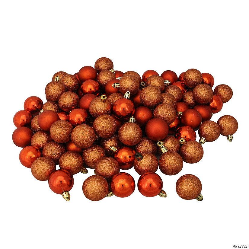 Northlight 96ct Orange Shatterproof 4-Finish Christmas Ball Ornaments 1.5" (40mm) Image