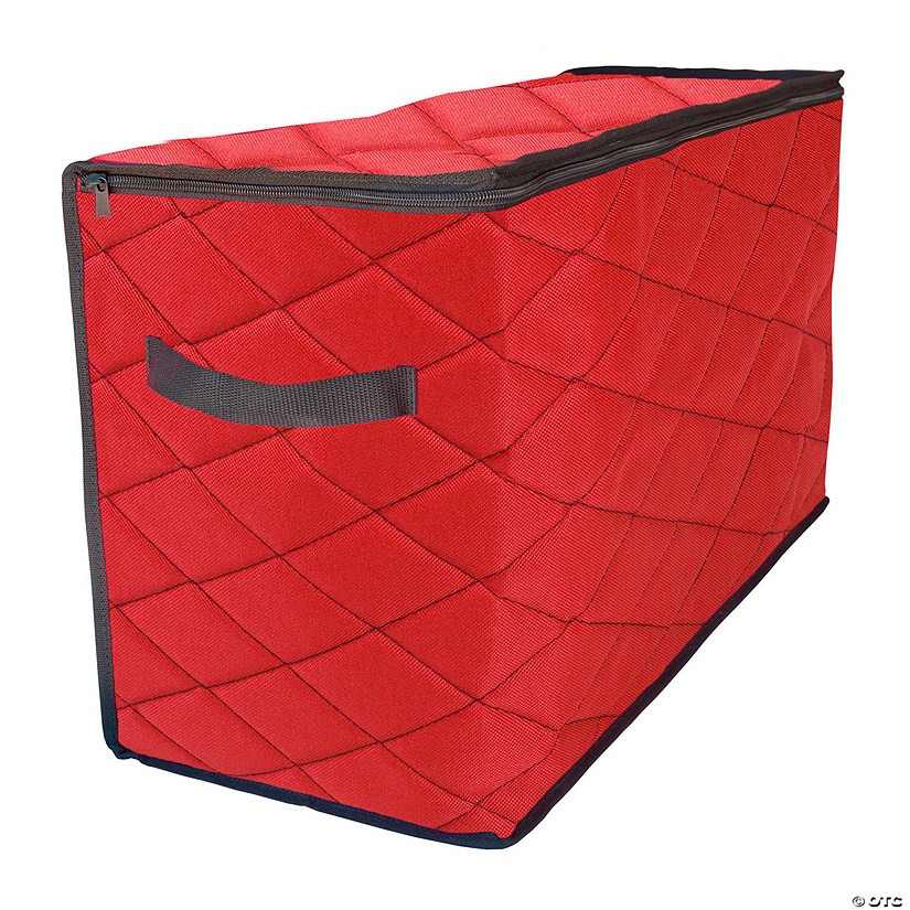 Northlight 96ct Red and Black Quilted Zip Up Christmas Ornament Storage Tub Image