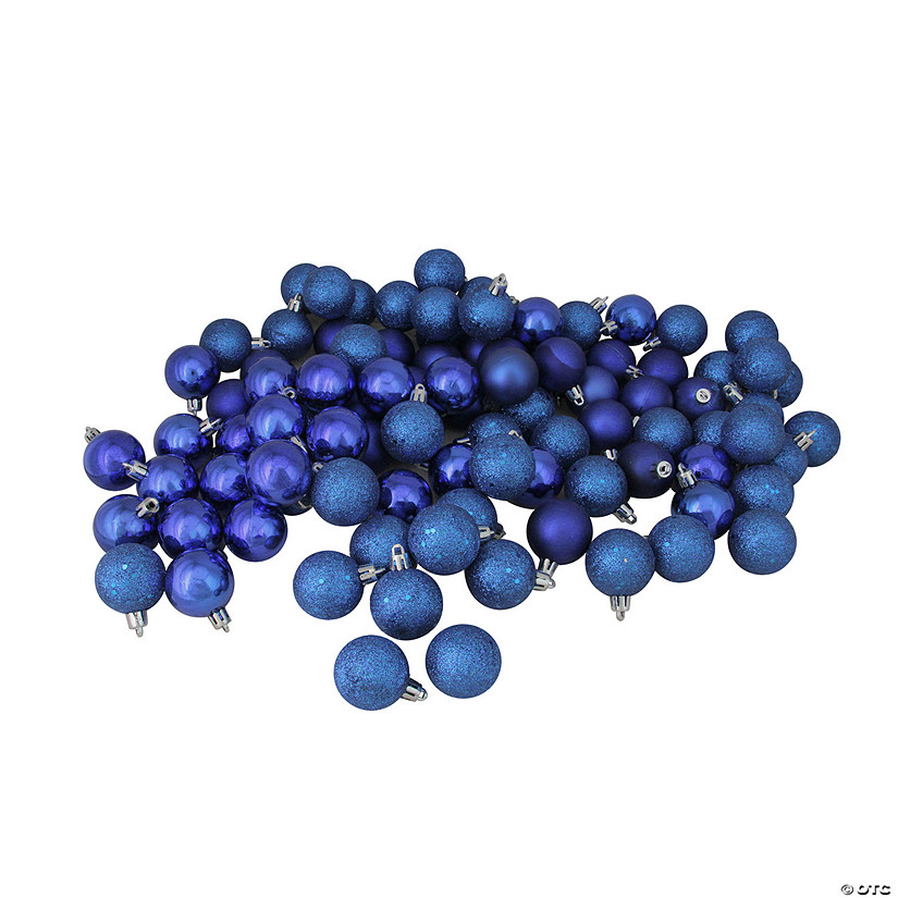 Northlight 96ct Royal Blue Shatterproof 4-Finish Christmas Ball Ornaments 1.5" (40mm) Image