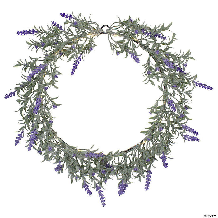 Northlight artificial led lighted lavender spring wreath- 16-inch  white lights Image