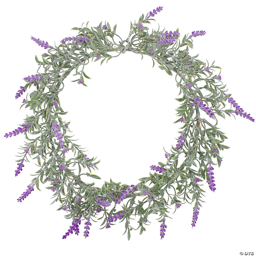 Northlight artificial led lighted pink lavender spring wreath- 16-inch  white lights Image
