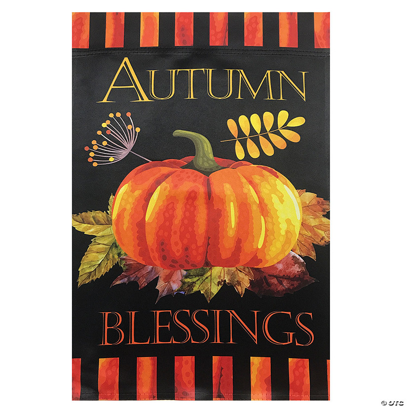 Northlight Autumn Blessings and Pumpkin Outdoor Garden Flag 40" x 28" Image