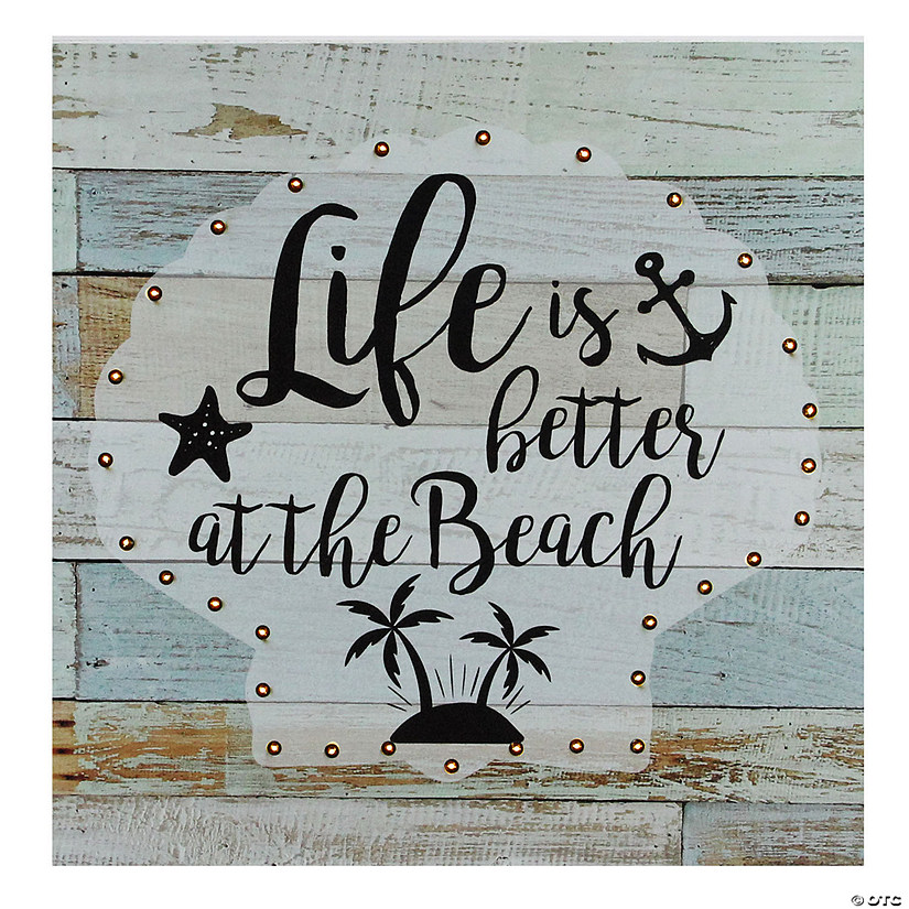 Northlight Battery Operated LED Lighted Beach Wall Art Plaque 12" Proper 12" Image