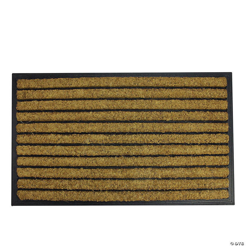 Northlight Black and Brown Striped Non-Skid Outdoor Rectangular Doormat 17" x 29" Image