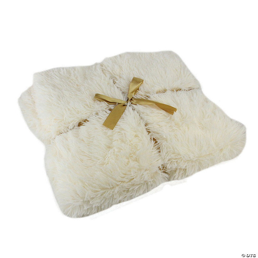 Northlight Cream White Plush Christmas Decorative Rectangular Throw Blanket 50" x 60" Image
