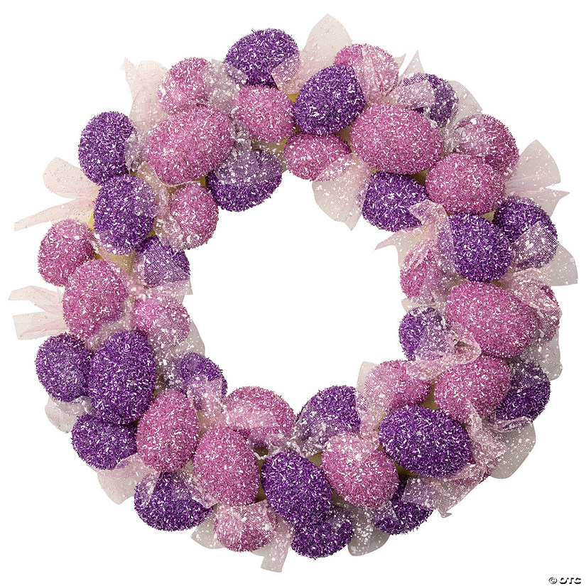 Northlight glittered pink and purple easter egg wreath  20-inch  unlit Image