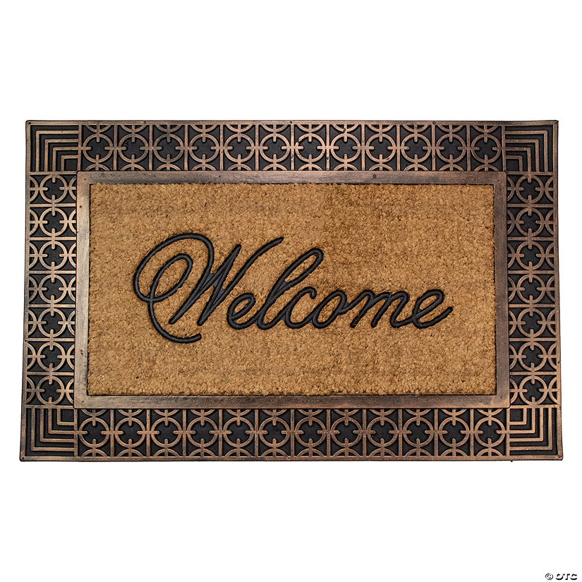 Northlight Gold and Natural Coir Rectangular "Welcome" Doormat 23" x 35" Image