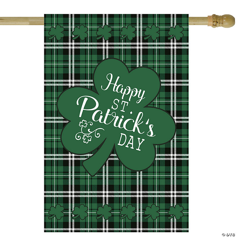 Northlight happy st. patrick's day plaid outdoor house flag 28" x 40" Image