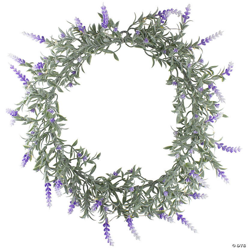 Northlight led lighted artificial white/purple lavender spring wreath- 16-inch  white lights Image